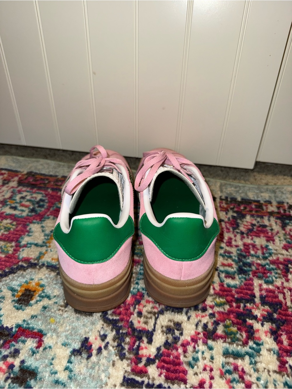 adidas Gazelle Platform Sneaker - Pink & Green with Gum Sole - Picture 5 of 6